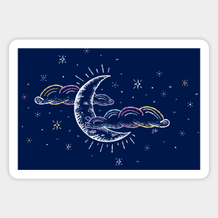 Rainbow moon and stars Magnet